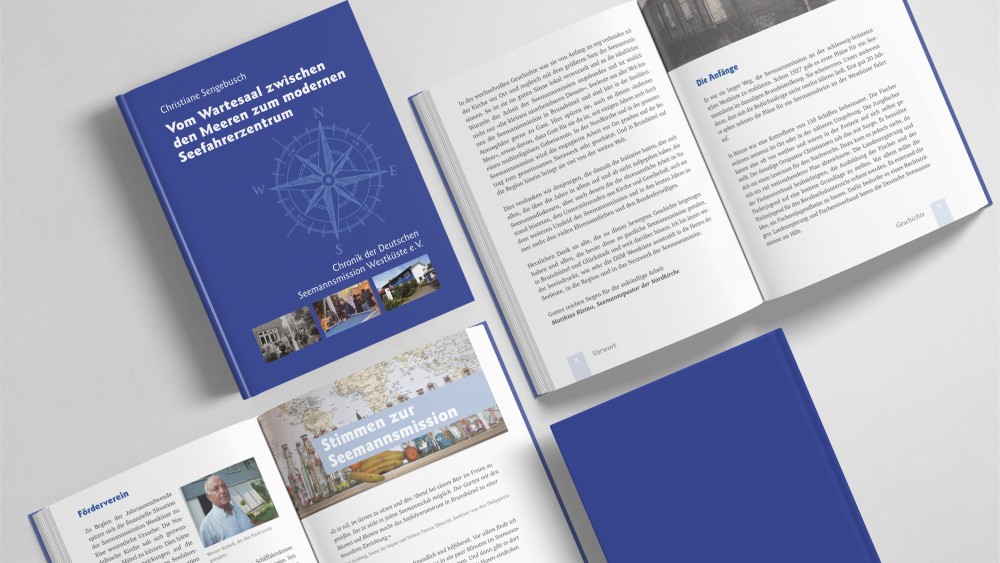 Mockup of several copies of the chronicle of the Seamen’s Mission Brunsbüttel