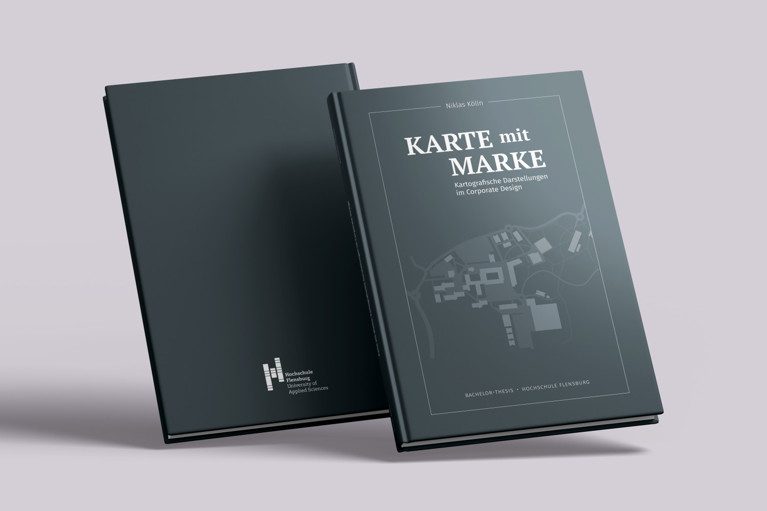 Mockup der Bachelor-Thesis „Karte mit Marke: Kartografische Darstellungen im Corporate Design“