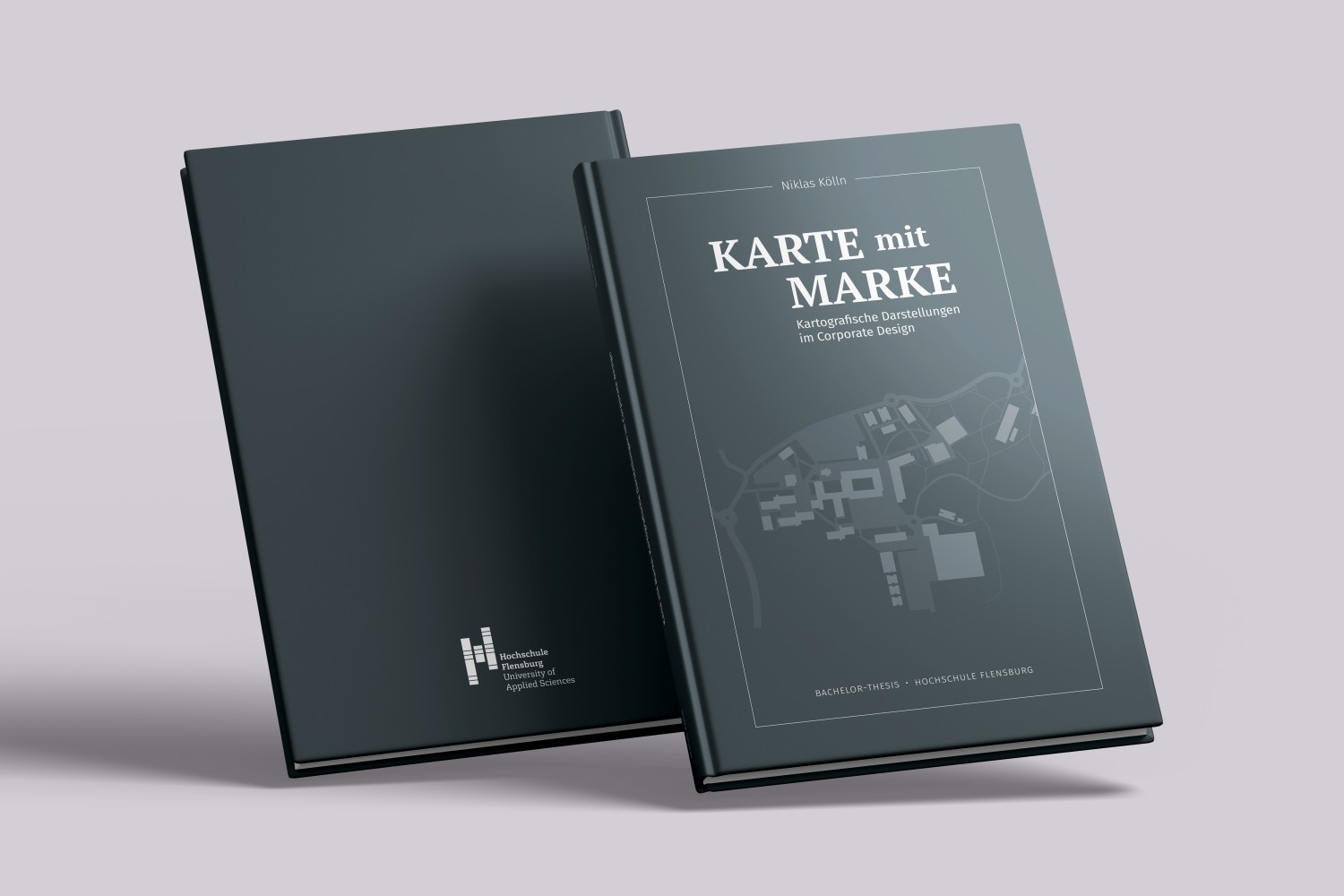 Mockup of the bachelor thesis “Karte mit Marke: Kartografische Darstellungen im Corporate Design”