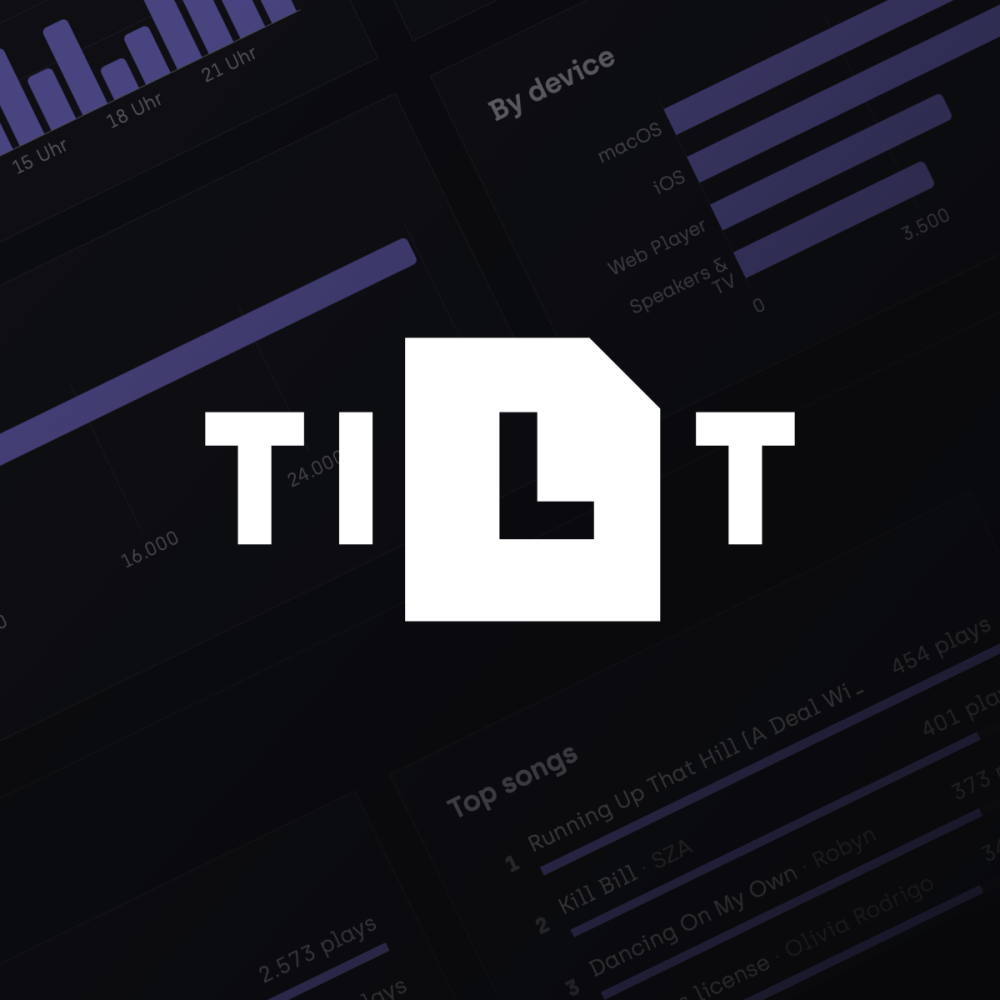 Logo von TILT vor abgedunkelten Diagrammen.
